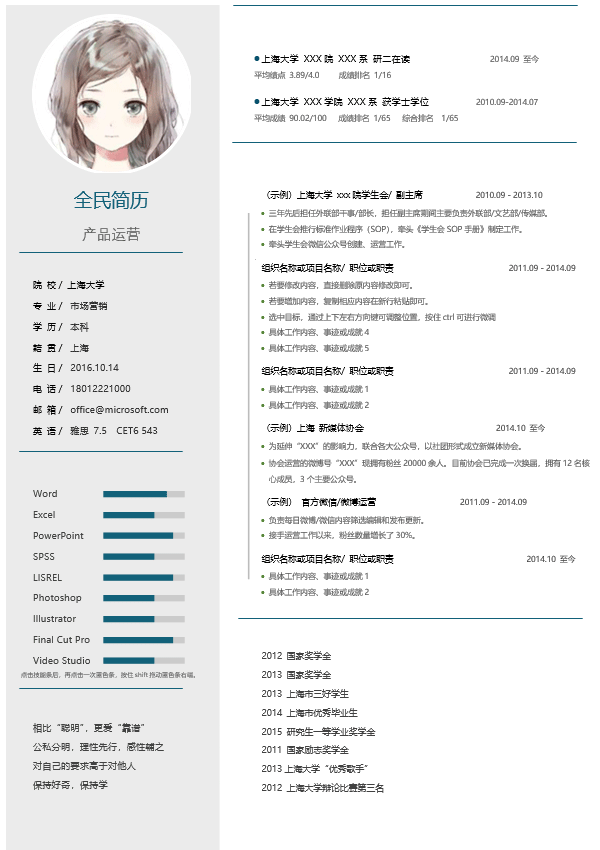 市场营销简历模板Word格式